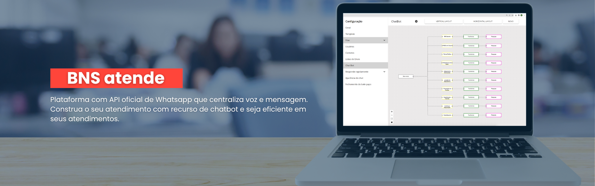 BNS ATENDE PLATAFORMA PARA ATENDIMENTO AO CLIENTE COM WHATSAPP AUTOMATIZADO